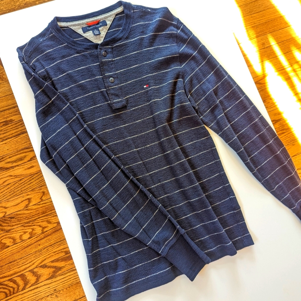 Tommy Hilfiger sweater Henley long sleeve blue